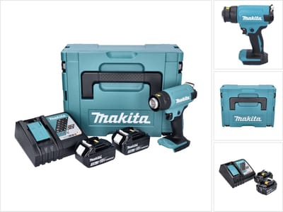 Makita DHG 180 RFJ accu-heteluchtpistool 18 V 550 °C + 2x accu 3,0 Ah + oplader + Makpac