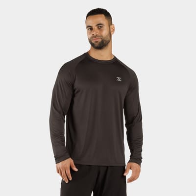 ZEUZ Heren Sport Longsleeve – Fitness Shirt Lange Mouw - Houtskool-grijs - S