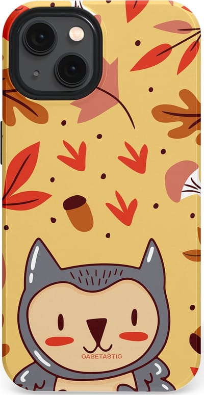 Casetastic hoesje geschikt voor Apple iPhone 13 - MagSafe - Dubbellaagse bescherming - Uil in het woud - Fashion Case - Goud Terracotta Zand Rood
