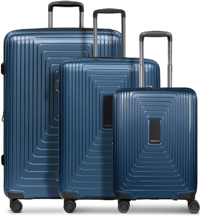 Redolz Essentials 14 4 wielen Kofferset 3-delig met uitbreidingsplooi - Harde bagage - TSA slot - dark blue metallic