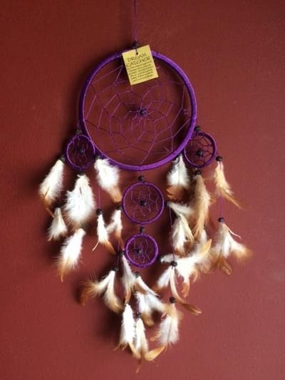 Dromenvanger / Dreamcatcher ± Ø18cm met kleintjes  - paars
