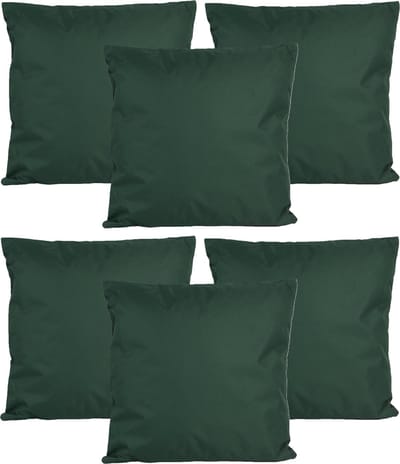 Anna's collection Buiten of tuin sier kussens - 6x - donkergroen - 45 x 45 cm - binnen/buiten - zitkussens tuinbank