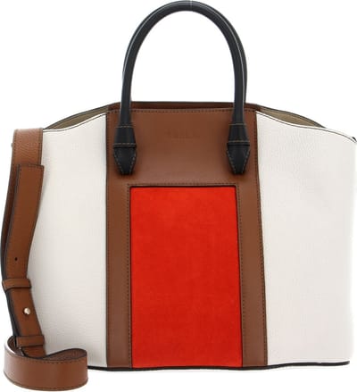 FURLA Leren Schoudertas Handtas Miastella Tote Bag Tangerine + Perla e + Cognac h Grijs Bruine