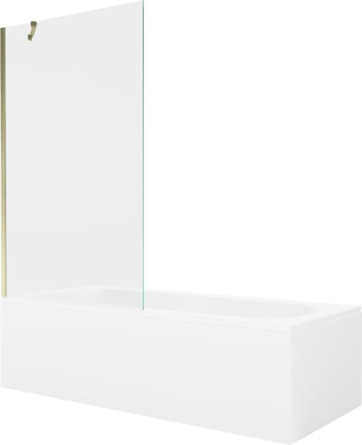 Mexen Vega rechthoekig bad 150 x 70 met paneel en 1-vleugelig scherm 100 , transparant, goud - 550115070X9510000050
