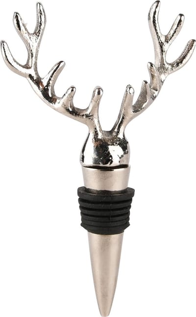 Dekoratief | Flessenstop rendiergewei in giftbox, zilver, aluminium, 12x8x3cm | A238261