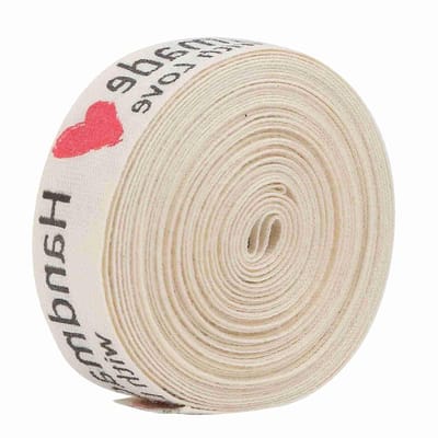 Natuurlijke Katoenen Ribbons Labels voor Handgemaakte Cadeaus - 1.5 cm Grosgrain met Woven Hartjes Design voor Creatieve Verpakkingen