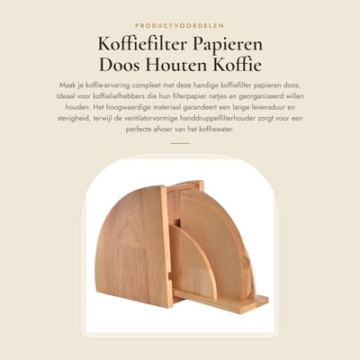 Dailygoods - Koffiefilter Papieren Doos - Houten Koffie Papier Opbergdoos - Duurzaam en stevig - Ventilatorvormige Hand Druppel Koffie Filter Houder -...