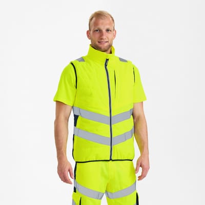 Engel Safety gewatteerd bodywarmer 5159-158 - Hi-vis Yellow / Blue Ink - L