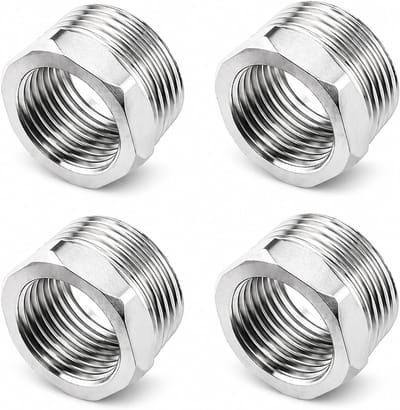 Reducer 3/4 inch naar 1/2 inch, 4-delige adapterset van roestvrij staal, geschikt voor leidingen en industrie, met schroefdraadverbindingen