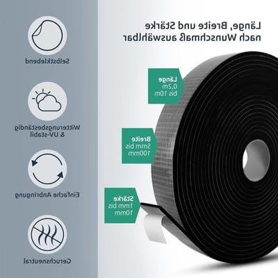 Afdichtband Schuimrubber - EPDM Compriband - Tochtstrippen Ramen - 100% Waterdicht - 10 Meter 12x3mm