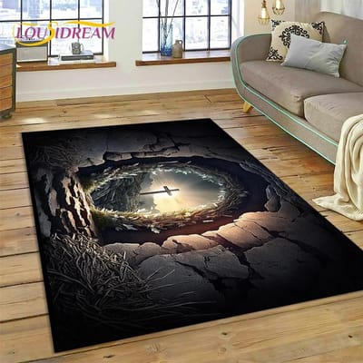 Nieuw 3D Bid Heilige Bijbel Kruis Jezus Tapijt Kleed voor Slaapkamer Woonkamer Huis Sofa Decoratie, Kinder Spel Groot Decor Vloermat 40x60cm( 15x23in )
