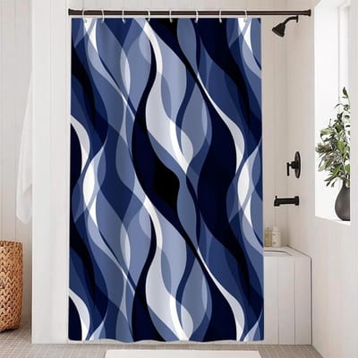 SnelShoppen - Abstract Geometric Douchegordijn 120x200 cm, Waterdicht en Schimmelvrij Polyester Textiel met 8 Haken, Modern Design voor Badkamer