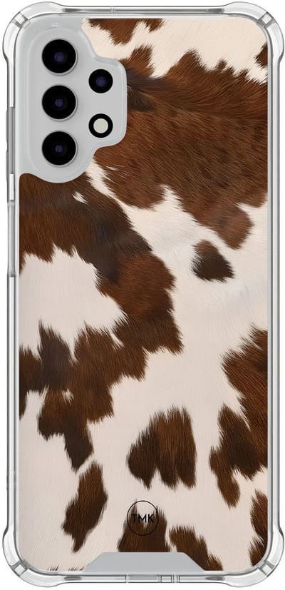 Shockproof hoesje geschikt voor Samsung Galaxy A13 4G - Cow vibe - Schokbestendig - Verhoogde randen - TPU case - Extra Sterke Back Cover - Print - Transparant, Bruin