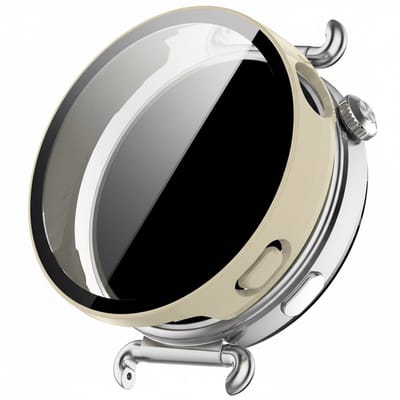 Watch case screenprotector - geschikt voor Huawei Watch GT6 41mm - hoesje - gehard glas - GT 6 41mm - volledige bescherming - beige