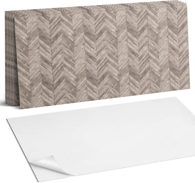 Coloray Plaktegels - Visgraatpatroon Wandtegel Zelfklevend - 60 cm x 30 cm - Grijs Plaktegels - 6 stuks - Rechthoek PVC Tegels - Plaktegels Keuken - Zelfklevende Vloertegels Badkamer - Vinyltegels Vloer Zelfklevend - Zelfklevende Wandtegels