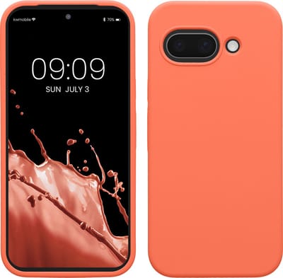 kwmobile telefoonhoesje geschikt voor Google Pixel 9a - Hoesje met siliconen coating - Smartphone case in levendig koraal
