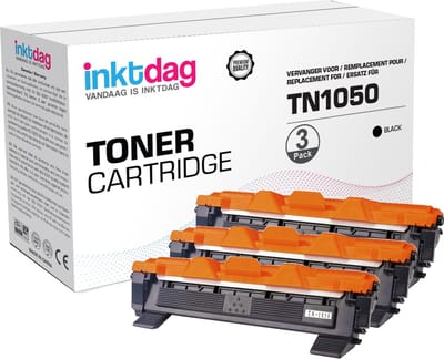 Inktdag huismerk Brother TN 1050 toner brother (3 stuk) geschikt voor printers Brother DCP-1510 , DCP-1511, DCP-1512 , DCP-1610 W , DCP-1612 W , HL-1110 , HL-1111 , HL-1112 , HL-1210W, HL-1212W, MFC-1810, MFC-1811, MFC-1910 W