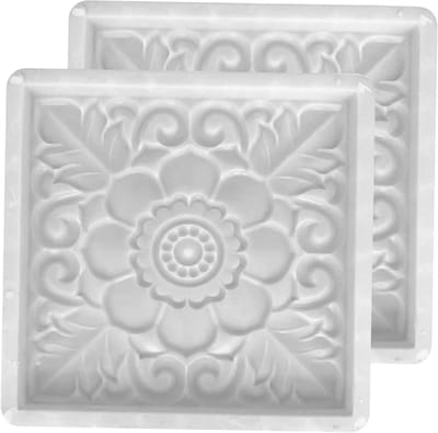 Betonklinker Mallen - Stoeptegel Vorm - Tuinpad Maken - Antiek Lotus Ontwerp - 40 x 40 cm - Wit