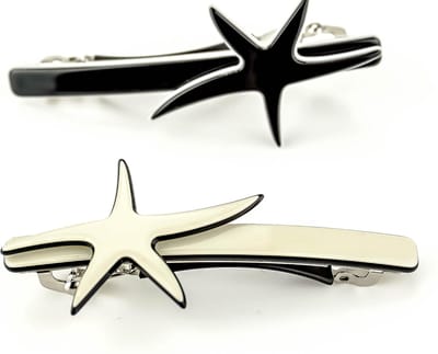2-set, Haarspeld Ster | Haaraccessoire in Eco-componenten, zwart & wit.
