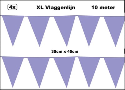 40 meter XL Vlaggenlijn lila 30cm x 45cm – 4x vlaggenlijn lila 10 meter - Giga vlaglijn themafeest party festival