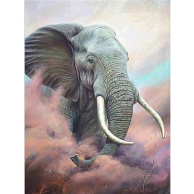 Peinture Diamant 3D Éléphant Broderie Diamant Animal Point de Croix Américain 20X30CM gray