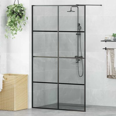 vidaXL - Inloopdouchewand - Zwart - 115 - x - 195 - cm - gehard - glas