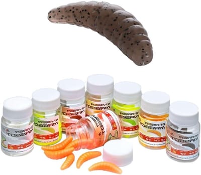 Kunstaas Larven - Zacht aas - Forel vissen - UV actief materiaal - 10 stuks 42 mm - Peperkleurig