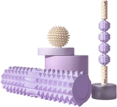 3-delige Massageset – Massage Prikbal, Massageroller & Foam Roller – Spiermassage, Triggerpoint Massage, Spierherstel en Ontspanning voor Thuis en Fitness Gebruik - Paars