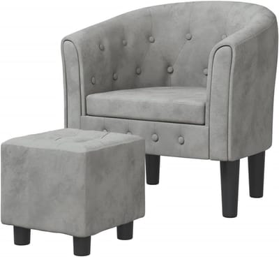 Clubstoel met voetenbank - Fauteuil relax - Comfortabel ontspannen - Zachte fluwelen bekleding - 70 x 56 x 68 cm