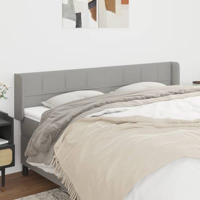 vidaXL - Hoofdbord - met - randen - 183x16x78/88 - cm - stof - lichtgrijs