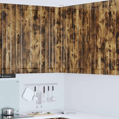 vidaXL - Wandhoekkast - LUCCA - Gerookt - eiken - 57 - x - 57 - x - 100 - cm - Bewerkt - hout
