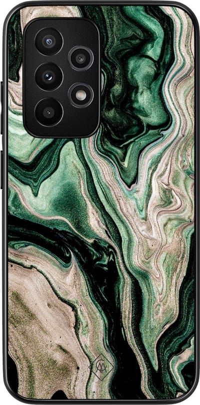 Casimoda® hoesje - Geschikt voor Samsung Galaxy A53 - Groen marmer / Marble - Zwart TPU Backcover - Marmer - Groen