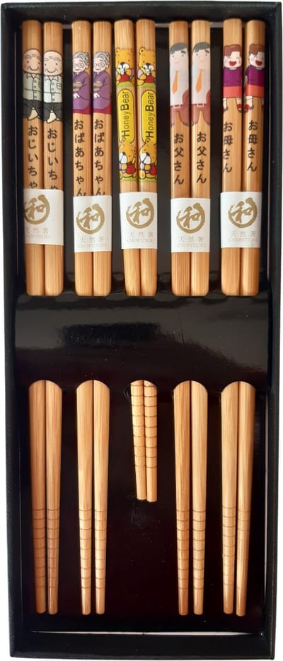 Chopsticks - Hout - Familia - 5 paar (inclusief kindersetje) - 22,5 cm - Japanse stijl - Sushi Giftset