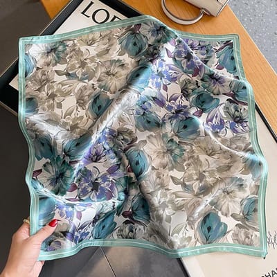 Foulard Carré Bandana en Soie pour Femmes Foulard Wrap Foulard en Soie de Mûrier Mode Printemps Luxe Haute Qualité Bandeau Hijab Châles gray