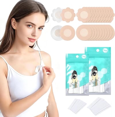 Dubbelzijdig plakband voor kleding en huid, 72 strepen body tape en 20 borsttape, transparant en waterdicht, huidvriendelijk en stevig