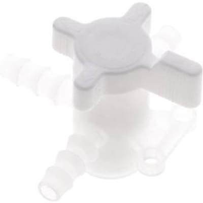 PVDF 3-weg Kogelkraan 1/4'' (6 mm) Slangpilaar