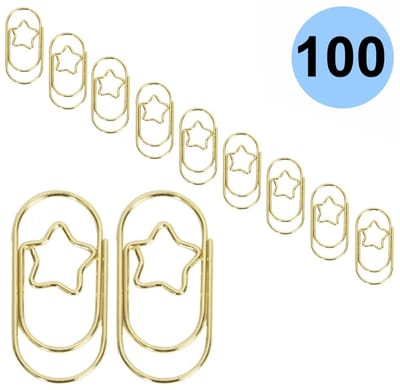 Fako Bijoux - 100x Mini Paperclip Ster Goud - Goudkleurige Sterren Paperclips - Clip Ster Goud - Sluitclip - Paperclip - Papierklem - Cadeauverpakking - Trouwen - Geboorte - 100 Stuks