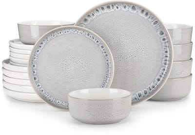 Luxe Serviesset – 18 delig – 6 persoons – Porselein - Bordenset – Dinner platen – Dessertborden - Kommen - Grijs