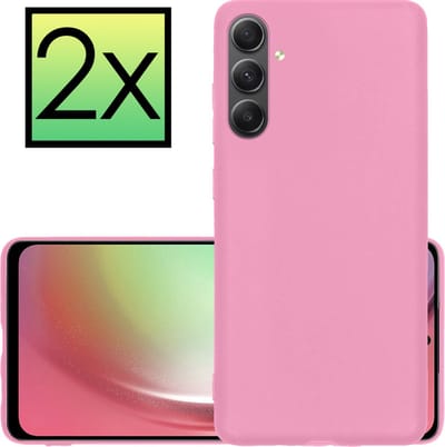 Hoesje - 2 Stuks - Geschikt voor Samsung Galaxy A54 - Sterk & Shockproof - Case Siliconen - Back Cover - Telefoon Hoes - Lichtroze