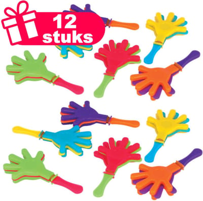 Henbrandt - 12 Stuks Mini Klaphandjes (9cm) - Traktatie uitdeelcadeautjes voor kinderen & peuters - Klaphand Traktaties en kinderverjaardagen - Klein grabbelton speelgoed voor in traktatie uitdeelzakjes