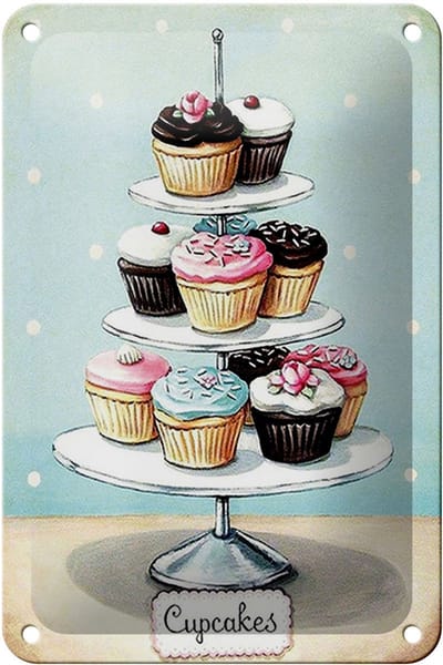 Blechschild Süßigkeiten 12x18cm Cupcakes kleine Kuchen
