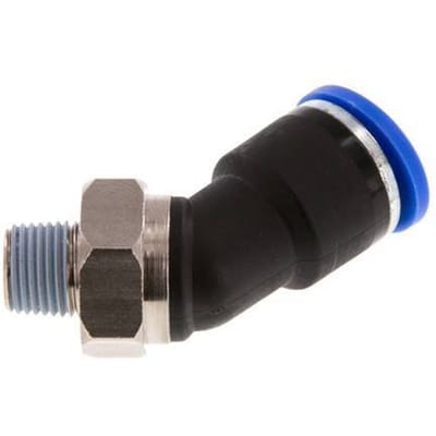 10mm x R1/8'' 45 graden L-verbinding Messing/PA 66 Insteekfitting Buitendraad NBR [2 Stuks]
