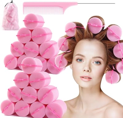 Haarrollers Zacht Schuim - Slaaprollen Krullen - Haar Stylen - Hittevrij Krullen - 24 Stuks - Roze