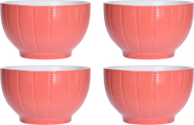 Excellent Houseware Soepkommen/serveer schaaltjes - 4x - Venice - keramiek - D14 x H8 cm - steenrood