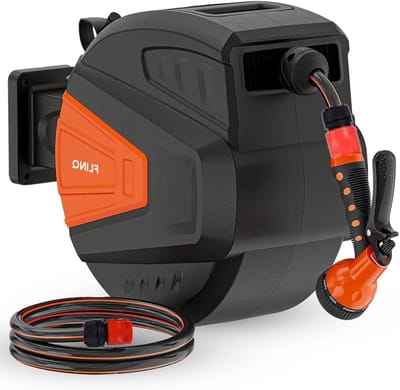 Tuinslanghaspel Automatisch - Wandslangenbox Slanghaspel - Tuin Water Geven - 180 Graden Draaibaar - 10 meter - Oranje