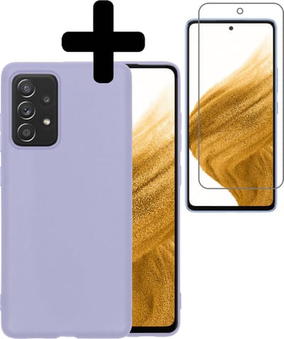 Hoesje - Met Screenprotector - Geschikt voor Samsung Galaxy A53 - Sterk & Shockproof - Back Cover - Siliconen Case - Telefoon Hoes - Telefoonhoesjes - Lila