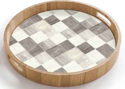 Dienblad rond 40x40 cm - Schootdienblad hout - Patroon - Dambord - Houtnerf - Borrelplank rechthoek - Plateau houten dienbladen