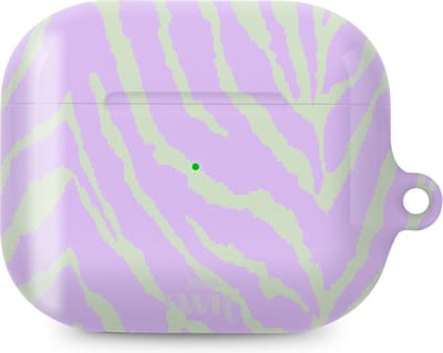 xoxo Wildhearts hoesje geschikt voor AirPods Pro - Main Character - Glossy - Ook als telefoonhoesje verkrijgbaar - schokbestendige case - koptelefoon hoesje - Glimmend - Beschermhoes met zebraprint - dierenprint hoesje - Paars - Groen
