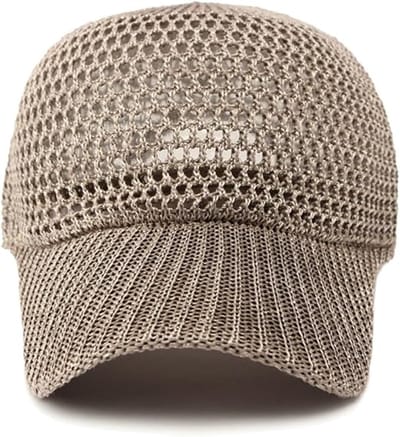 VHV-Dames Baseball Cap Gebreid Mesh - Ademende Zomerpet met Vizier - Verstelbare Zonneklep voor Dames - Stijlvolle Casual Pet voor Reizen en Outdoor-Khaki