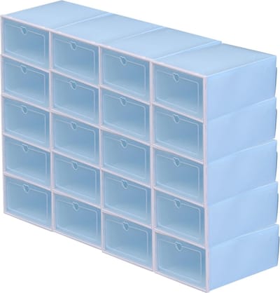 Mygroot - Meerlagige Schoenenrek - 20 vakken - Entree Ruimtebesparende Organizer - Kast - Eenvoudig Te Installeren - Huis - Slaapzaal - Woonkamer - Meubelschoenen Plank - Blauw.